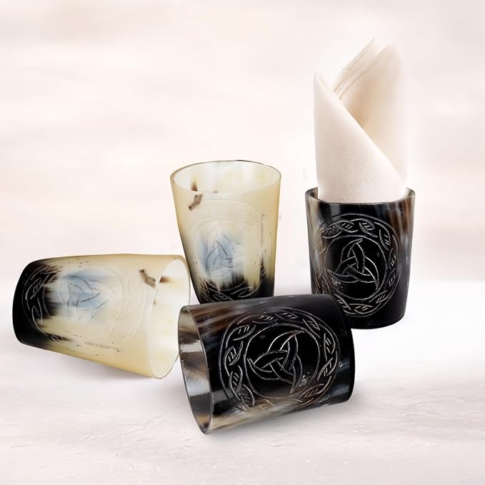 Handicrafts Home Viking Horn Shot Glasses Set of 8, Handmade Natural Ox Horn