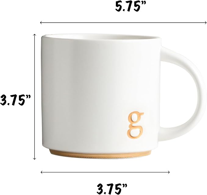 COLLECTIVE HOME Ceramic Coffee Mug, 15 oz Monogram Cup