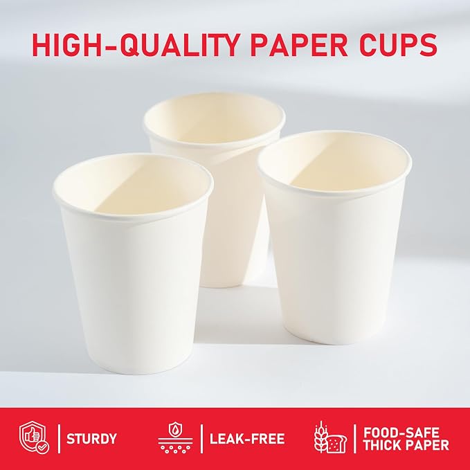 1000 Pack 8 oz Paper Cups, Disposable Coffee Cups, or Juice