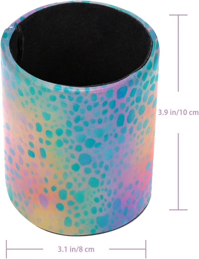 Leather Pen Holder for Desk, Leopard Print Pencil Cup Pen Organizer Makeup