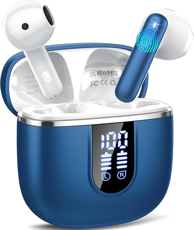 Wireless Earbuds, 40H Ultralight in-Ear Buds, IP7 Waterproof Earphones