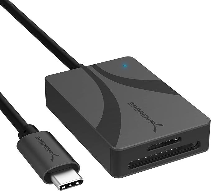 SABRENT USB Type-C Card Reader, Dual-Slot UHS-II SDXC and microSDXC SD 4.0