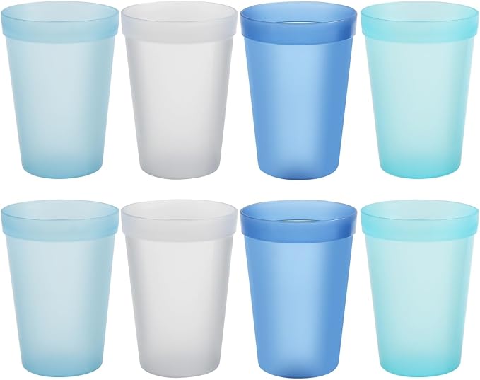 Blwan 8-Pack Small 8.5oz Plastic Cups, BPA-Free Reusable Juice Cups, Microwave
