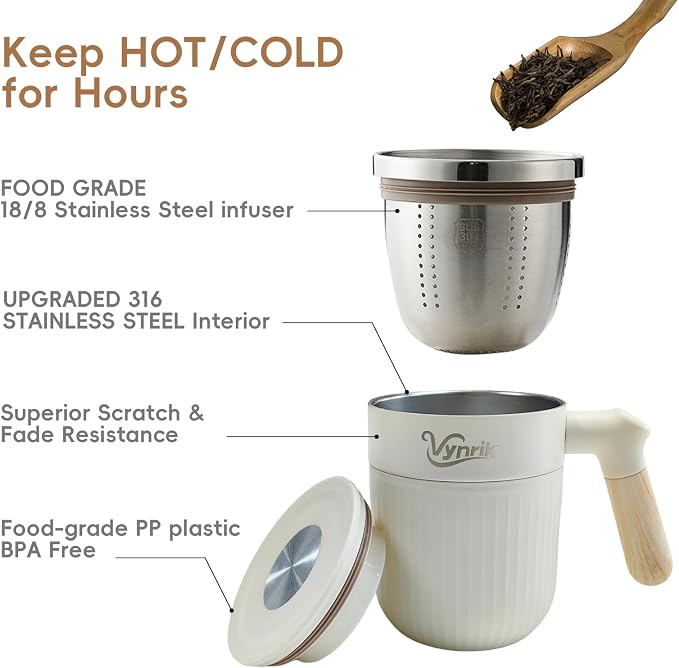 Tea Infuser Cup Doubles As Insulated Coffee Mug, Tea Cup