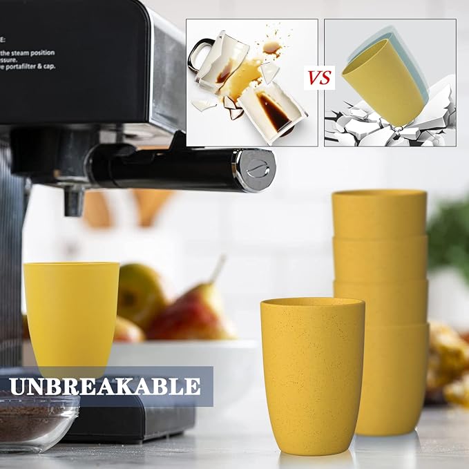 Homienly 8pcs Wheat Straw Fiber Cups, 20 Oz Reusable Drinking Cups, Unbreakable
