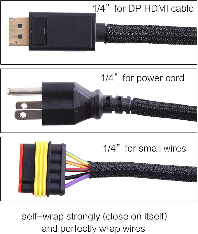 Alex Tech 10ft - 1/4 inch Cord Protector Wire Loom Tubing Cable Sleeve Split