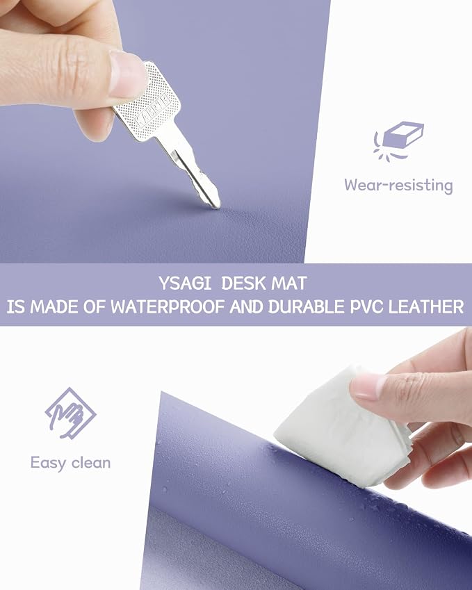 YSAGi Non-Slip Leather Desk Pad, Waterproof Laptop Computer Desk Keyboard Mat