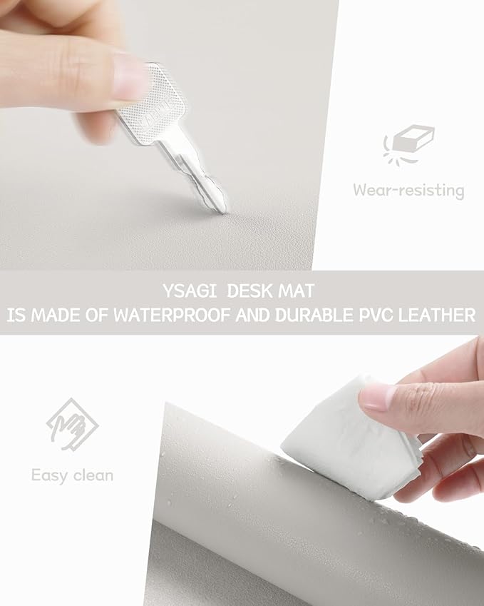 YSAGi Non-Slip Leather Desk Pad L Size, Waterproof Laptop Computer Desk