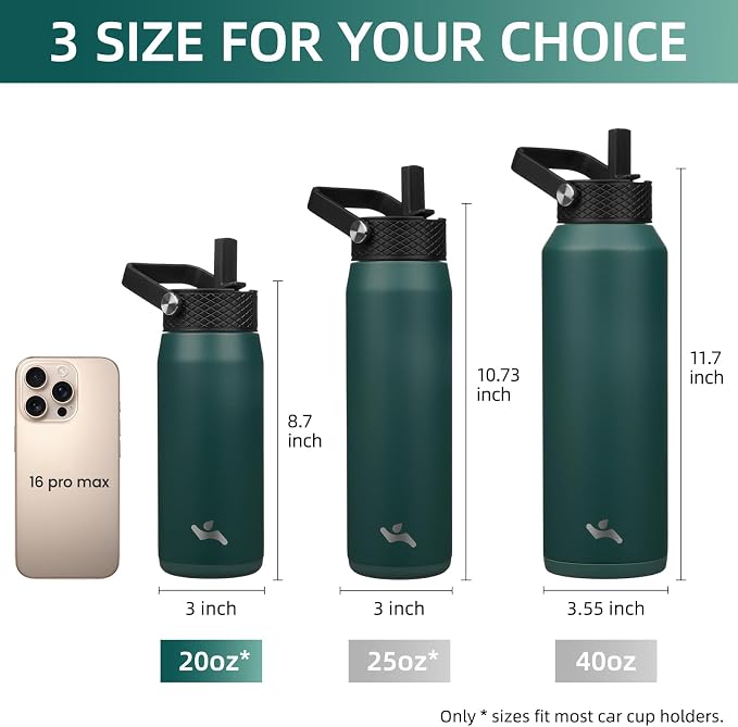Konokyo 20 oz Insulated Stainless Steel Water Bottle