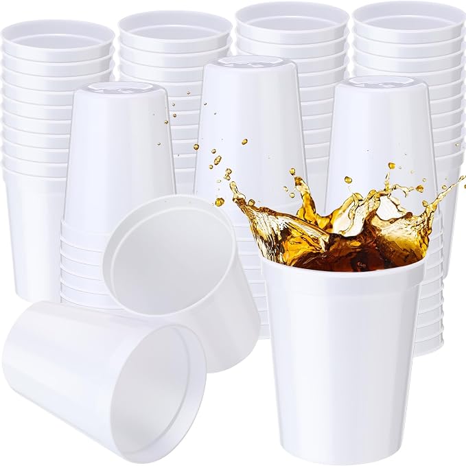 Yungyan 200 Pack 16 oz Stadium Cups Reusable Plastic Cups Blank Drink Stadium
