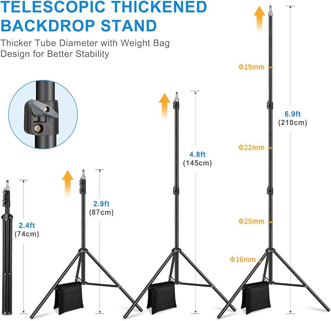 10 x 6.9 Ft Photo Backdrop Support Stand, MSKIRA Adjustable Background Stand