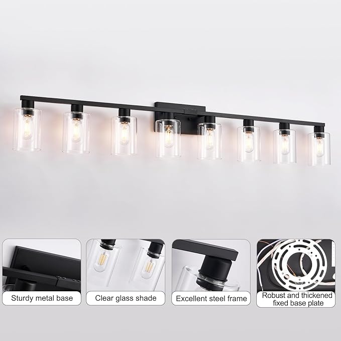 8-Light Black Vanity Light Fixtures