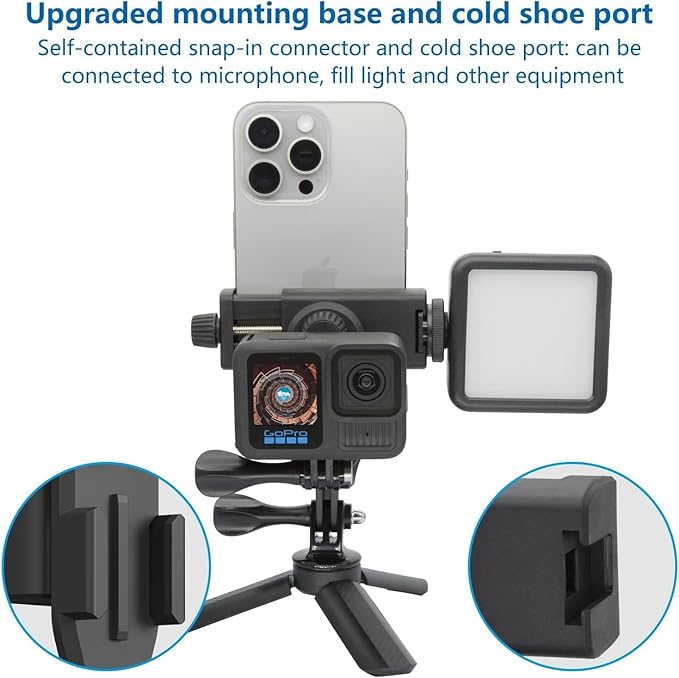 Suptig Phone Holder for Tripod, Action Camera Tripod Mount Adapter Compatible