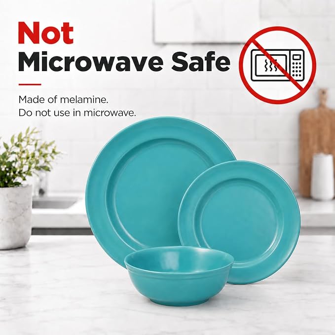 TP 18-Piece Dinnerware Set, Melamine Dishes Set