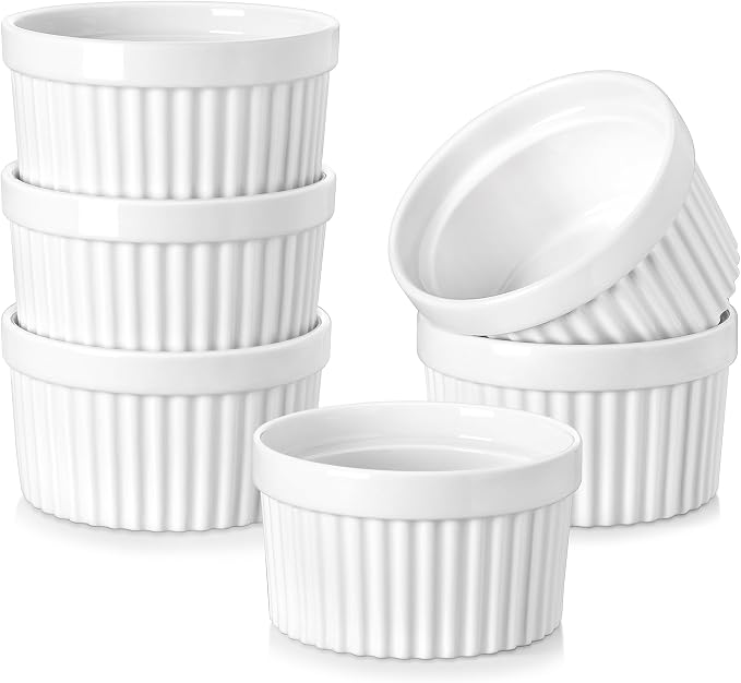 MALACASA Ramekins 10 oz Oven Safe, Porcelain Creme Brulee Ramekins Pudding