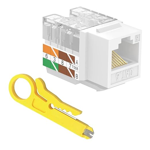 VCE Cat6 RJ45 Keystone Jacks UL Listed 50-Pack, Punch Down Ethernet Wall Jack