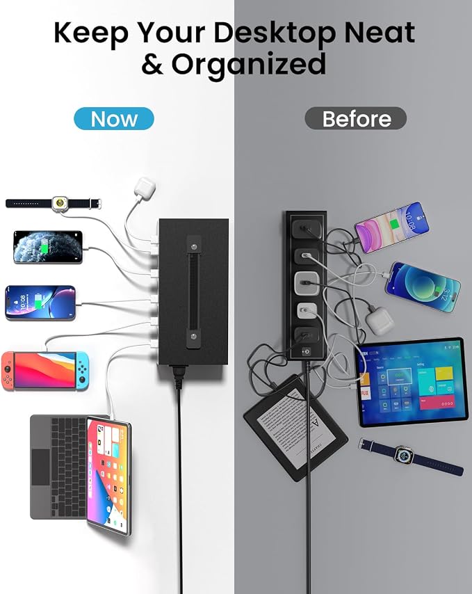 200W USB~c Charging Station, 20 Port USB Charger Block, Fast Charging Station