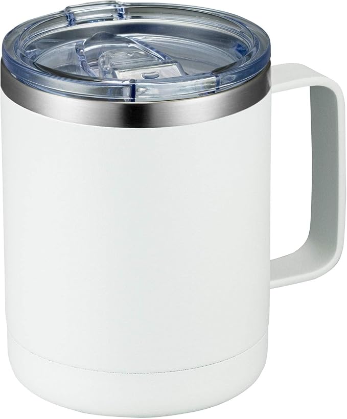 MEWAY 12oz Coffee Mug With Handle and Sliding Lid, Stainless Steel Travel