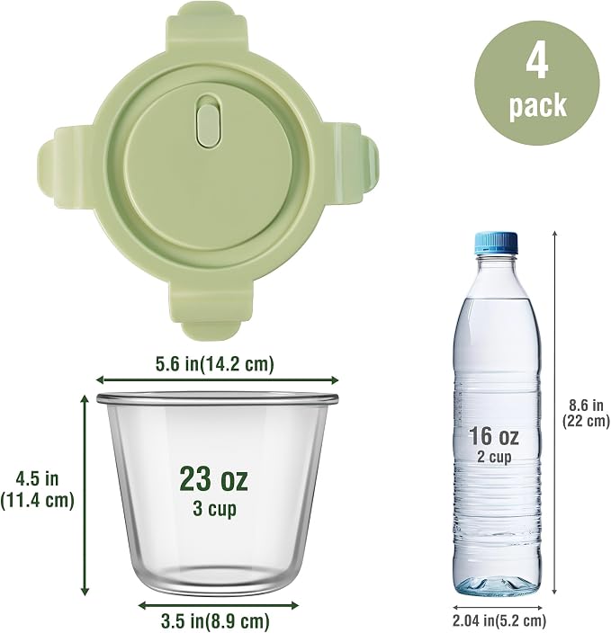 3Cup/23oz Glass Meal Prep Containers