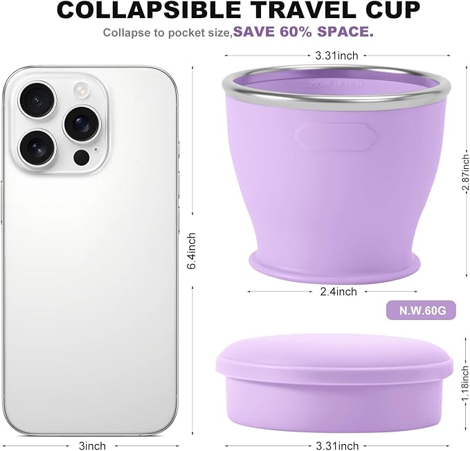 Collapsible Travel Cup, BPA-Free Reusable Water Cup, Lightweight Drinking Cups