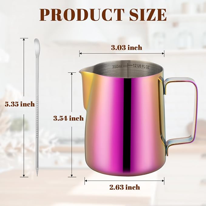 Amrules Milk Frothing Pitcher, 12 oz Milk Frother Cup