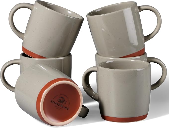 E-far Ceramic Coffee Mug Set of 6, 12oz Stoneware Coffee Cup