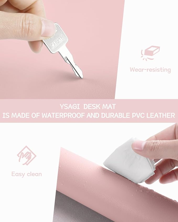 YSAGi Non-Slip Leather Desk Pad Blotter, Waterproof Laptop Computer Desk
