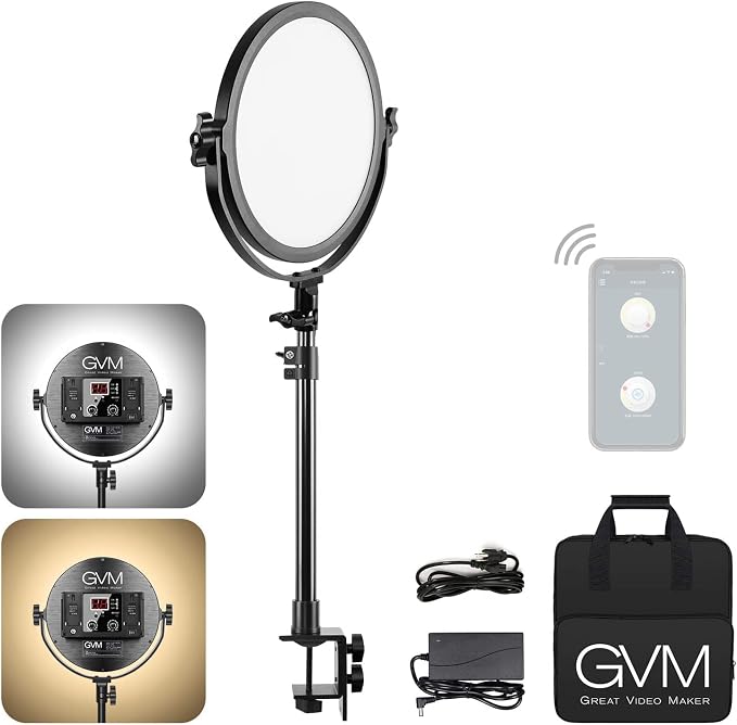 GVM Desk Mount LED Video Light, Bi-Color Professional Light