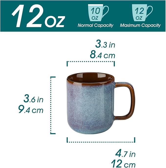 vancasso Coffee Mugs Set of 6, 12 Oz Ceramic Coffee Cups