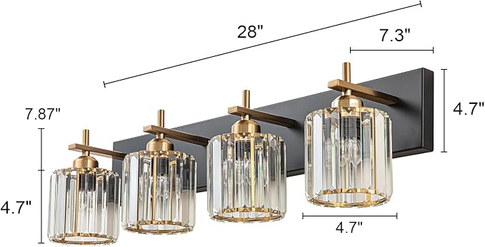 Black Gold Crystal Bathroom Vanity Light