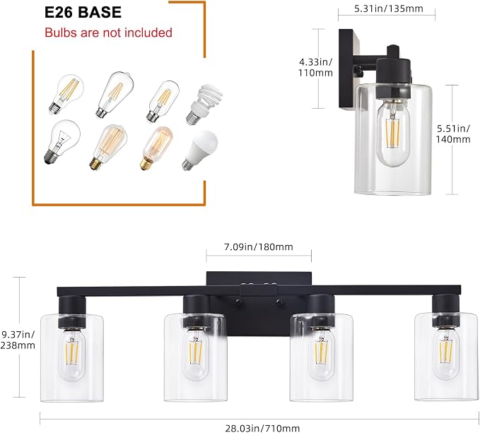 4 Light Bathroom Vanity Light Fixtures