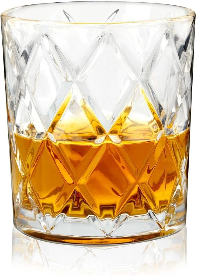 True Diamond Crystal Scotch Bourbon Whiskey Glasses, Old Fashioned Glasses