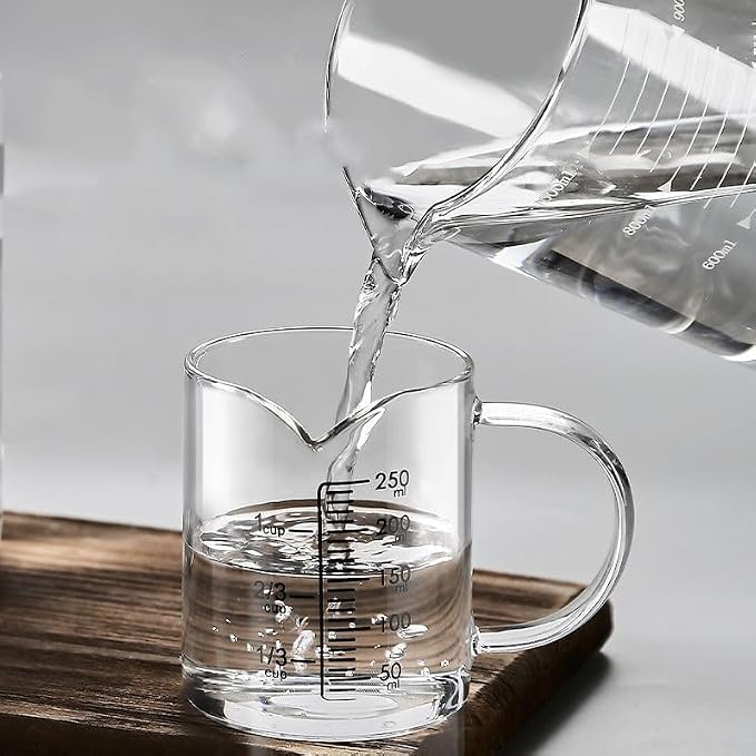 Glass Measuring Cup with V-Shaped Spout, High Borosilicate Glass, Easy-Read