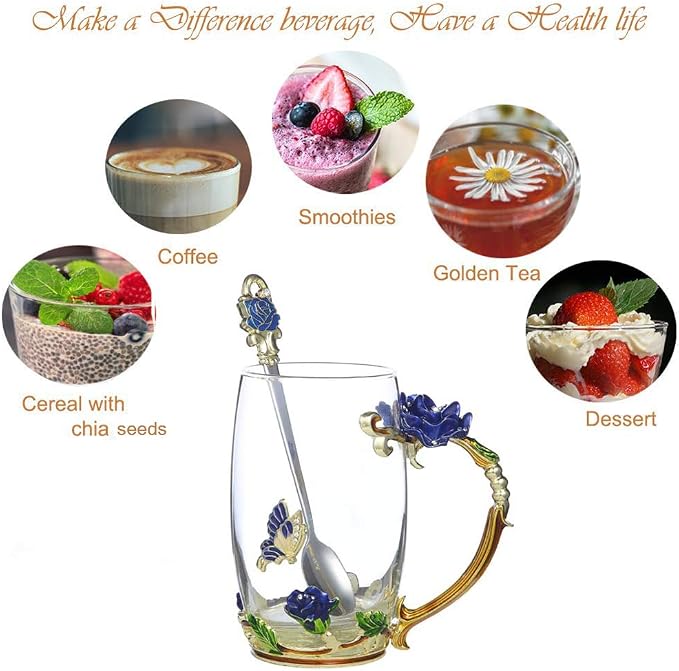 Gifts for Mom Women Unique Blue Tea Mug