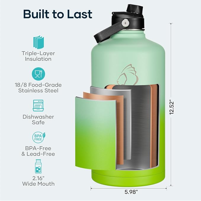 BUZIO 1 Gallon Water Bottle Insulated