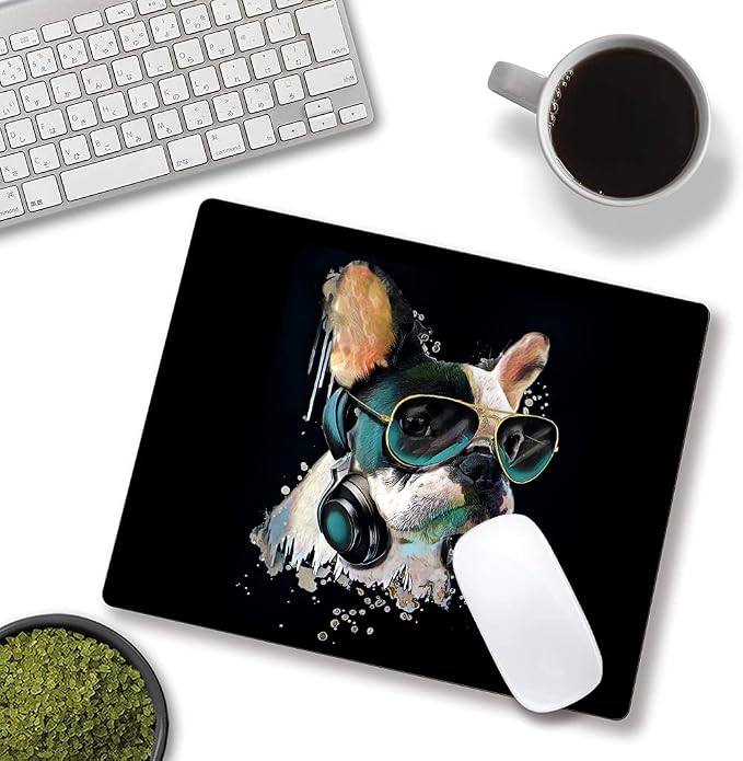 Square Mouse Pad, Colorful Stylish Bulldog Mouse Pad, Mouse Mat Square