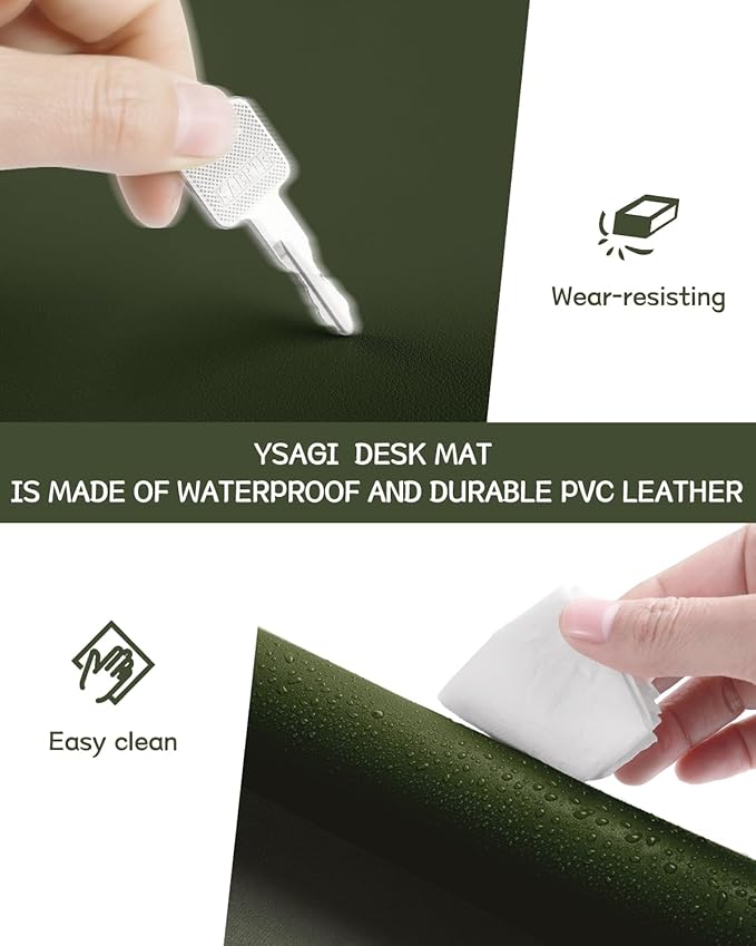 YSAGi Non-Slip Leather Desk Pad, Waterproof Laptop Computer Desk Keyboard Mat