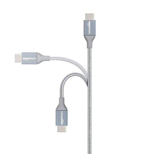 Amazon Basics USB-C to USB-A 2.0 Fast Charger Cable, Nylon Braided Cord
