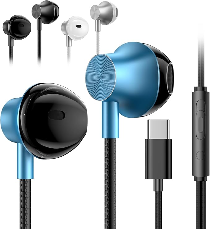 USB C Headphone with Microphone 3 Pack, Type C Wired Earbuds with Noise