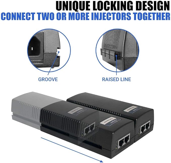 BV-Tech Gigabit Power Over Ethernet PoE+ Injector | 30W | Plug & Play | up to