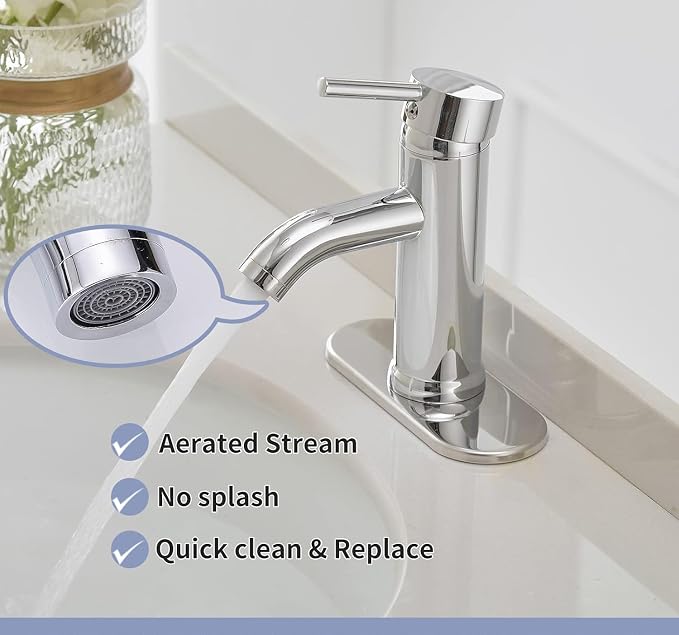 Bathroom Faucet, One Hole Single Handle Bathroom Sink Faucets Modern