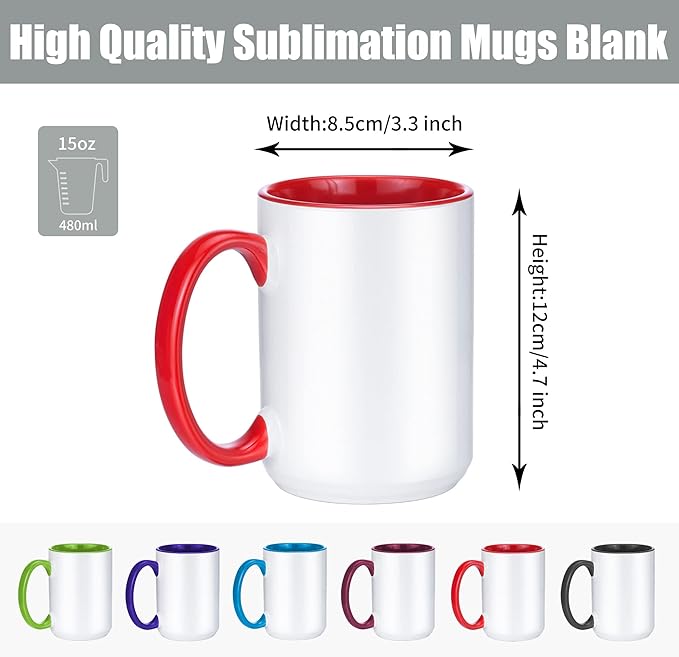 TANGLONG 15oz Sublimation coffee Mugs-6 Assorted Colors Magic cupSet of 12 |