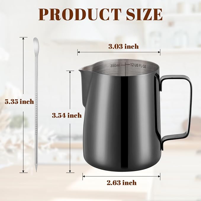 Amrules Milk Frothing Pitcher, 12 oz Milk Frother Cup