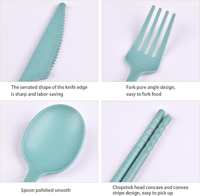 Travel Utensils with Case, Camping Reusable Utensils Set with Case | Plastic