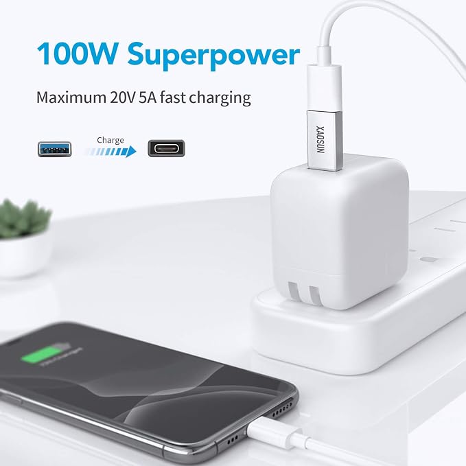 USB C Female to USB Male Adapter, 3.1 USB A to USB C Adapter, XAOSUN One-Sided