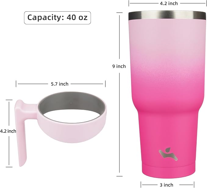 Konokyo 40 oz Tumbler with Handle and Straw, Insulated Travel Mug | Cherry;