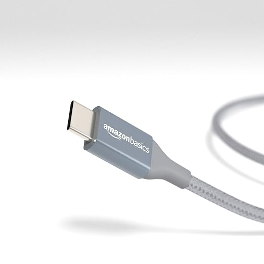 Amazon Basics USB-C to USB-A 2.0 Fast Charger Cable, Nylon Braided Cord