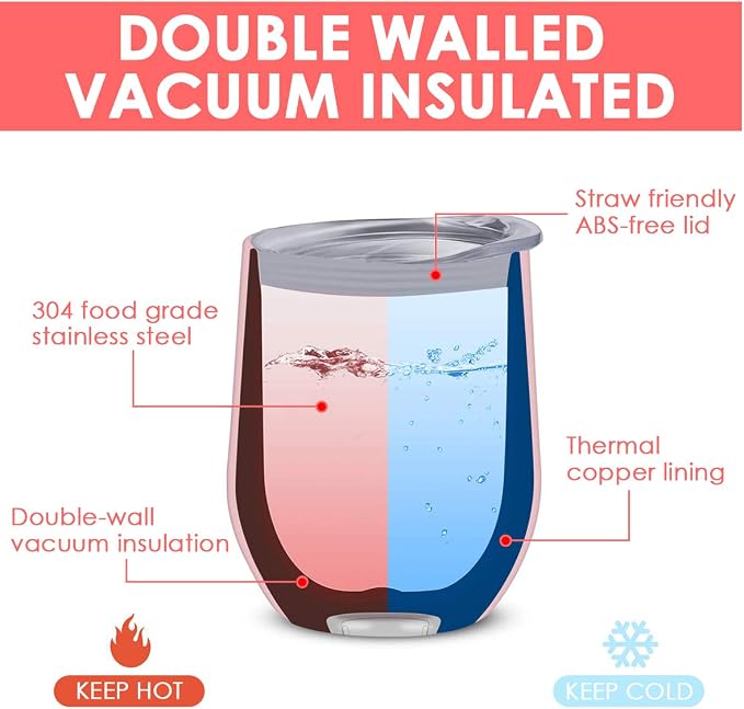 6 Pack 12 oz Stainless Steel Wine Tumbler