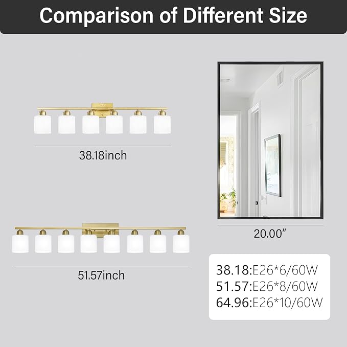 6 Light Gold Bathroom Vanity Light