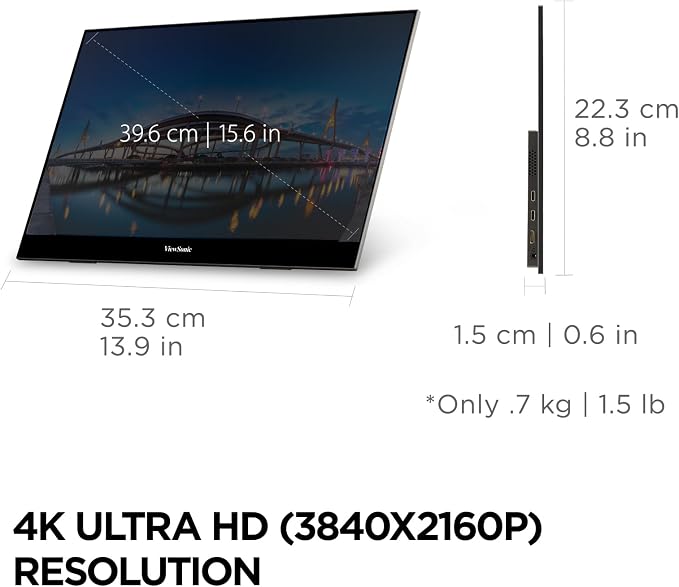 ViewSonic VX1655-4K-OLED 15.6 Inch 4K UHD Portable OLED Monitor